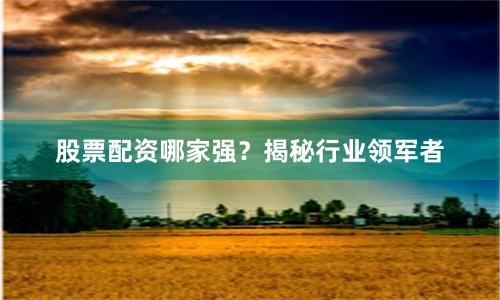 股票配资哪家强？揭秘行业领军者